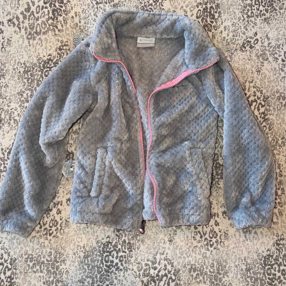 Columbia Soft Gray Jacket with Pink Accents